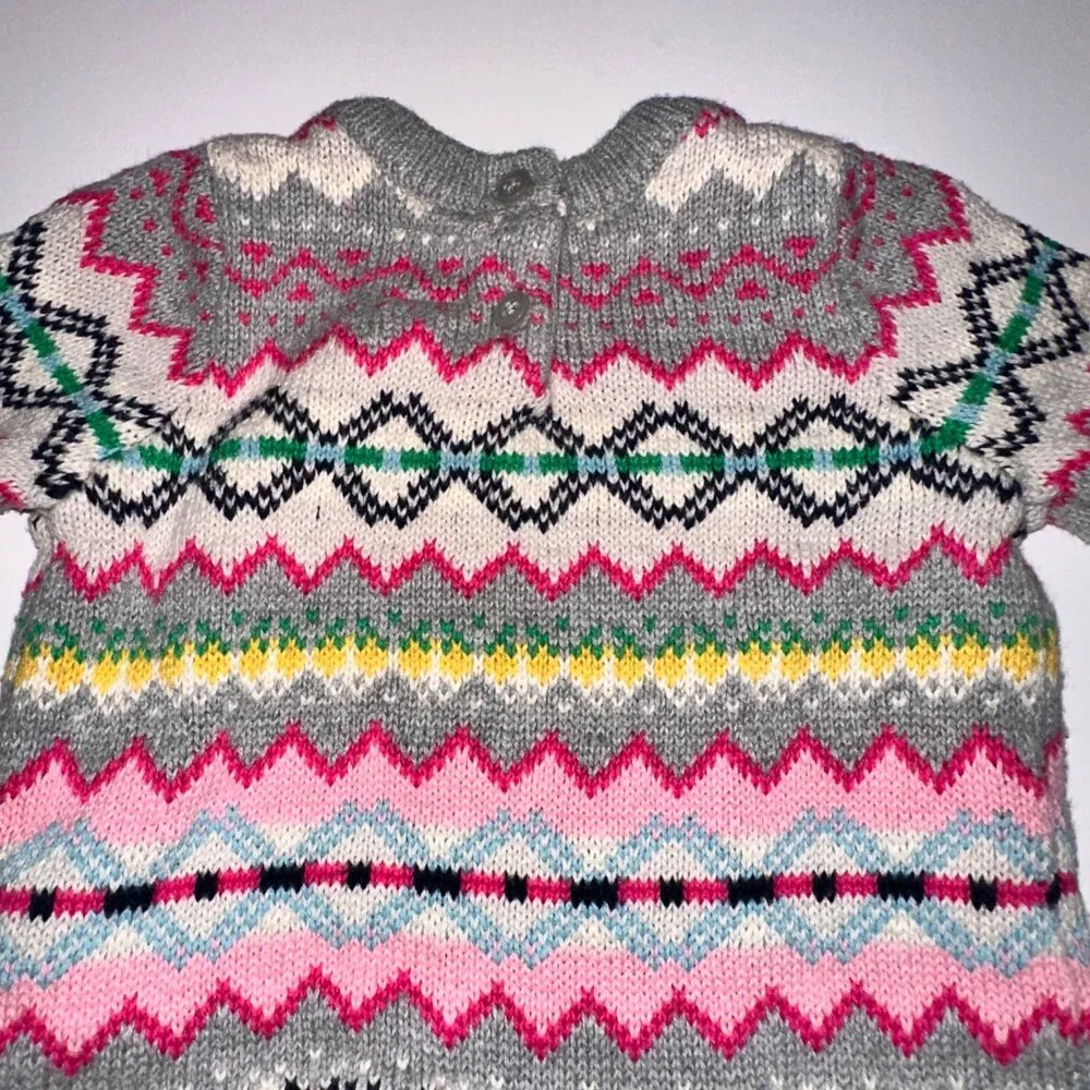 Girls BABY GAP Sweater Dress Pink & Gray 3-6m Infant Knit Long Sleeve